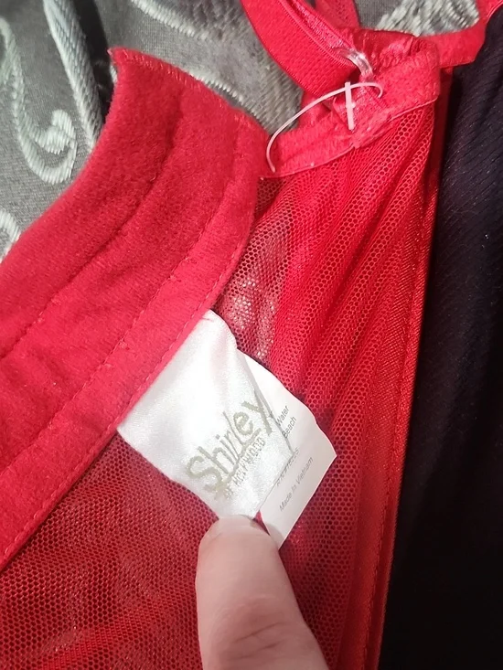 Shirley Of Hollywood Red Satin Corset With Lace And Sequin Accents Size 32 - Picture 2 of 7